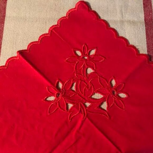 Red embroidered cocktail napkins - Picture 7 of 9